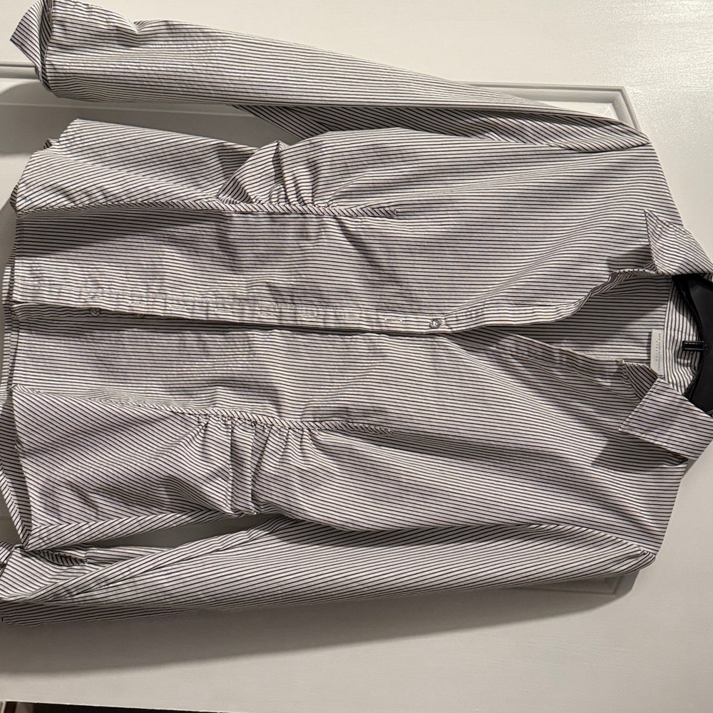 New York & Company Black and White shimmer Striped Shirt